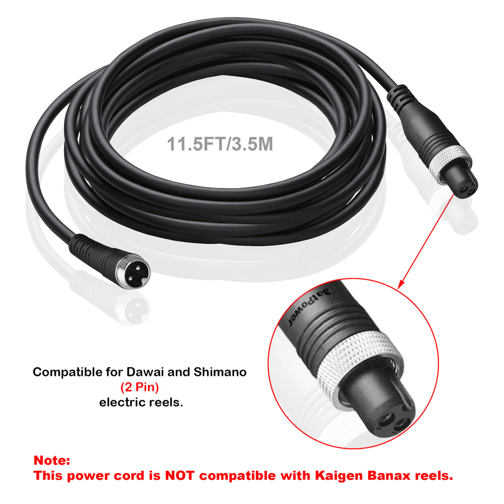 1.65FT-11.5FT Electric Reel Battery Power Cable for Daiwa Shimano Fishing Reel Super Air Cord BM LB ProF 2 ProF PrB ProS 0.5M/1M/2M/3M