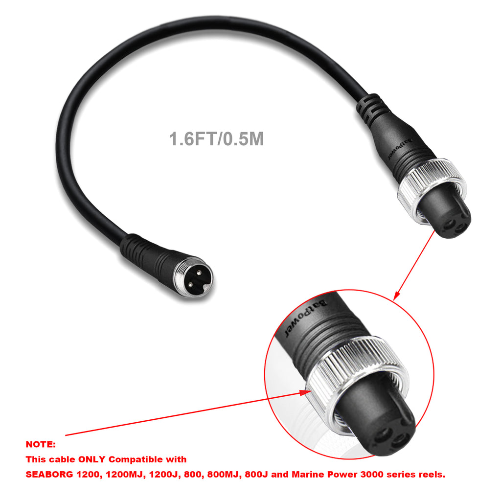 1.65FT-11.5FT Electric Fishing Reel Power Cable for Daiwa Seaborg 1200MJ 800MJ Marine 3000 Electric Fishing Reel Battery Power Cable 0.5M/1M/2M/3.5M