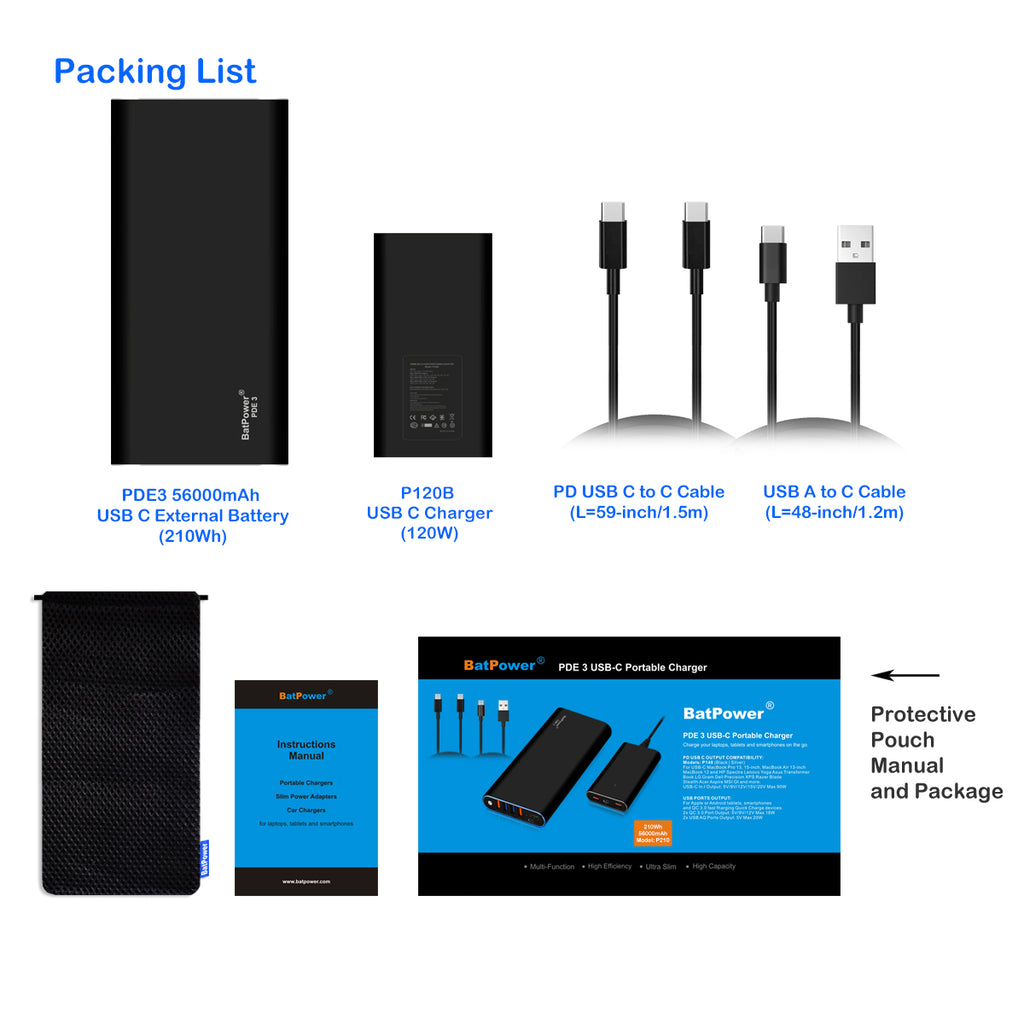 USB-C Laptop External Battery and Charger Combo for HP USB-C Laptop External Battery Power Bank Portable Battery Charger 98Wh/148Wh/210Wh