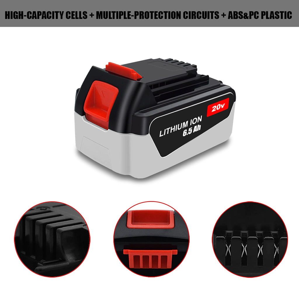 20V 6.5Ah 4.0Ah Lithium-Ion Battery for Black and Decker Tools LB2X4020 LBX4020 LBXR2020 LBXR20