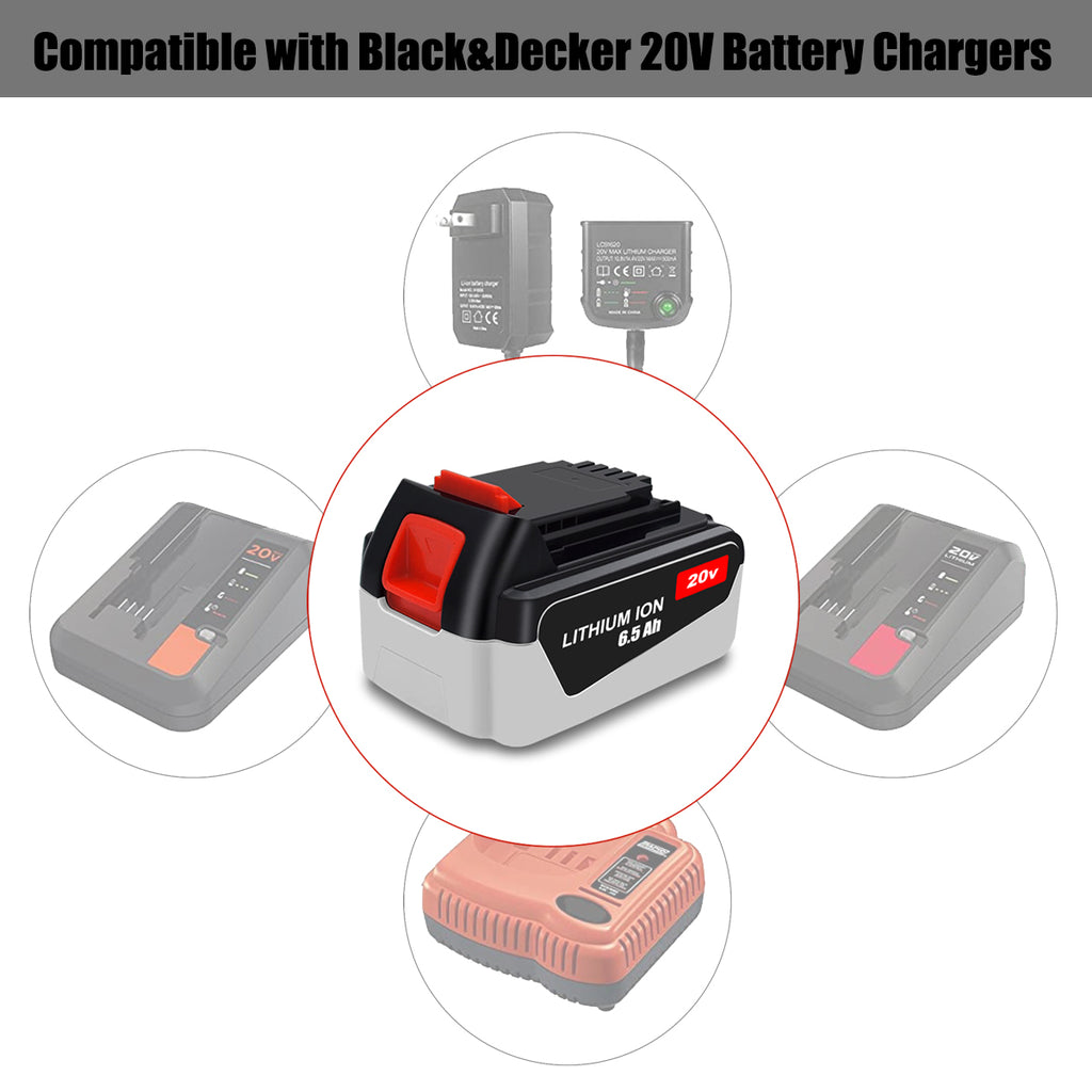 20V 6.5Ah 4.0Ah Lithium-Ion Battery for Black and Decker Tools LB2X4020 LBX4020 LBXR2020 LBXR20