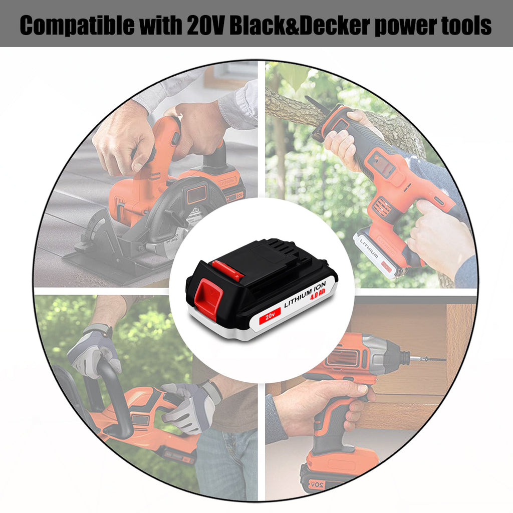 20V 6.5Ah 4.0Ah Lithium-Ion Battery for Black and Decker Tools LB2X4020 LBX4020 LBXR2020 LBXR20