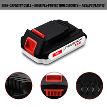 Load image into Gallery viewer, 20V 6.5Ah 4.0Ah Lithium-Ion Battery for Black and Decker Tools LB2X4020 LBX4020 LBXR2020 LBXR20
