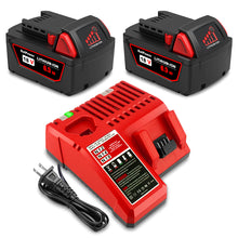 Load image into Gallery viewer, 18V 9.0AH 48-11-1890 High Output Battery with Charger Combo Replacement for Milwaukee 18V M18 Battery and Charger 18V Lithium Battery and Charger Kit