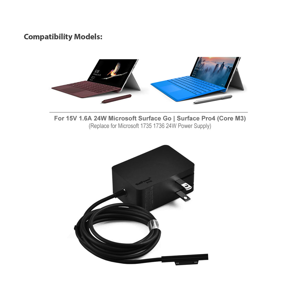 S1735 15V 24W Surface Go Charger for Microsoft Surface Laptop Pro Go tablet Power Adapter Microsoft 1735 Charger Power Supply with 5V USB Port