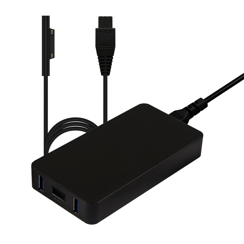 S65 65W Slim Surface Charger for Microsft Surface Pro Laptop Book Go Power Supply adapter with dual QC USB Ports Fast Charge for Tablet & Smartphone.