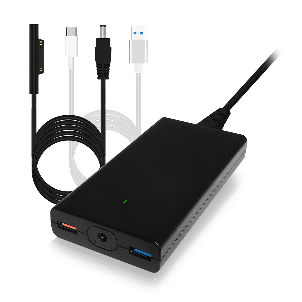 S90 90W Slim Surface Charger for Microsft Surface Pro Laptop Book Go Power Supply Ac adapter with dual QC USB Ports Fast Charge for Tablet Smartphone.