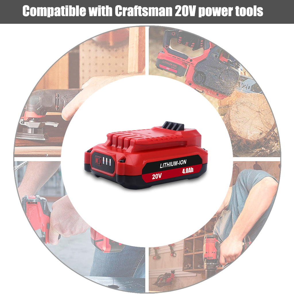 20V 6.5Ah 4.0Ah Lithium-Ion Battery & Charger for Craftsman V20 Tools CMCB206 CMCB202 CMCB104