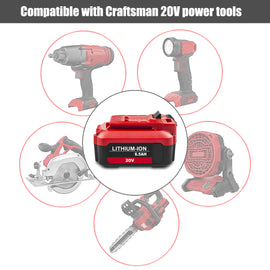 20V 6.5Ah 4.0Ah Lithium-Ion Battery & Charger for Craftsman V20 Tools CMCB206 CMCB202 CMCB104