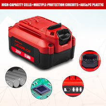 Load image into Gallery viewer, CMCB204 6.5Ah 20V V20 High Capacity Lithium Ion Battery Replacement for CRAFTSMAN 20V Battery 6.0Ah 5.0Ah 4.0Ah 3.0Ah 2.0Ah 20V Max CMCB206 CMCB205 CMCB204 CMCB202 V20 Battery