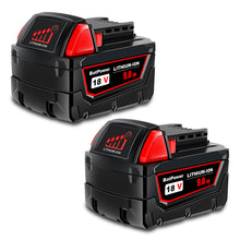 Load image into Gallery viewer, 48-11-1880 18V 9.0AH High Capacity Battery Replacement for Milwaukee 18V Lithium XC Battery M18 8.0Ah 144Wh 6.0Ah 108Wh 5.0Ah 90Wh