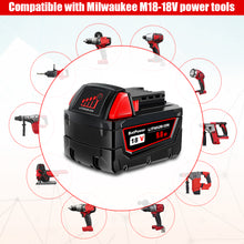 Load image into Gallery viewer, 48-11-1880 18V 9.0AH High Capacity Battery Replacement for Milwaukee 18V Lithium XC Battery M18 8.0Ah 144Wh 6.0Ah 108Wh 5.0Ah 90Wh