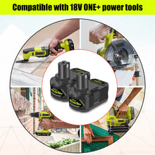 Load image into Gallery viewer, P193 18 Volt 6.5AH High Capacity Lithium Battery Replacement for Ryobi 18V Battery 6Ah 5Ah 4Ah 3Ah PBP007 RB18L50 PBP005 PBP004 P108 P192 P191 ONE+ Battery