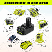 Load image into Gallery viewer, P190 18 Volt 4.0Ah Compact Battery for Ryobi 18V Battery 3.0Ah 2.0Ah 1.5Ah P190 P191 PBP003 PBP006 P189 PBP002 Compatible with Ryobi 18 Volt ONE+ Battery 2Ah 36Wh 1.5Ah 27Wh 3Ah 54Wh