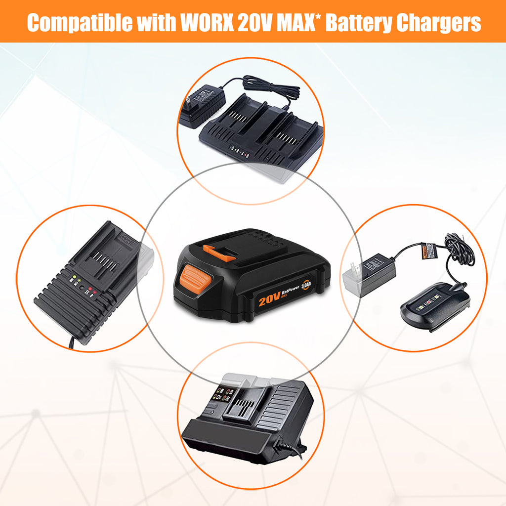 WA3575 20V 4.0Ah Compact Battery for WORX 20V Battery 2.0Ah 3.0Ah 1.5Ah WG630 WG322 WG543 WG163 WA3520 WA3525 WA3575 20V Lithium ion Battery