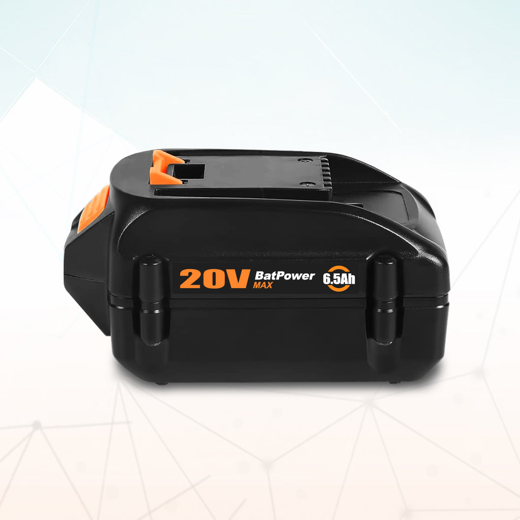 20V 6.5Ah WA3578 Extended Capacity Battery with Charger Kit Replacement for WORX 20V Battery and Charger Combo 20V 5.0Ah 4.0 Ah 3.0 Ah 2.0Ah Battery