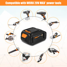 Load image into Gallery viewer, 20V 6.5Ah WA3578 Extended Capacity Battery with Charger Kit Replacement for WORX 20V Battery and Charger Combo 20V 5.0Ah 4.0 Ah 3.0 Ah 2.0Ah Battery
