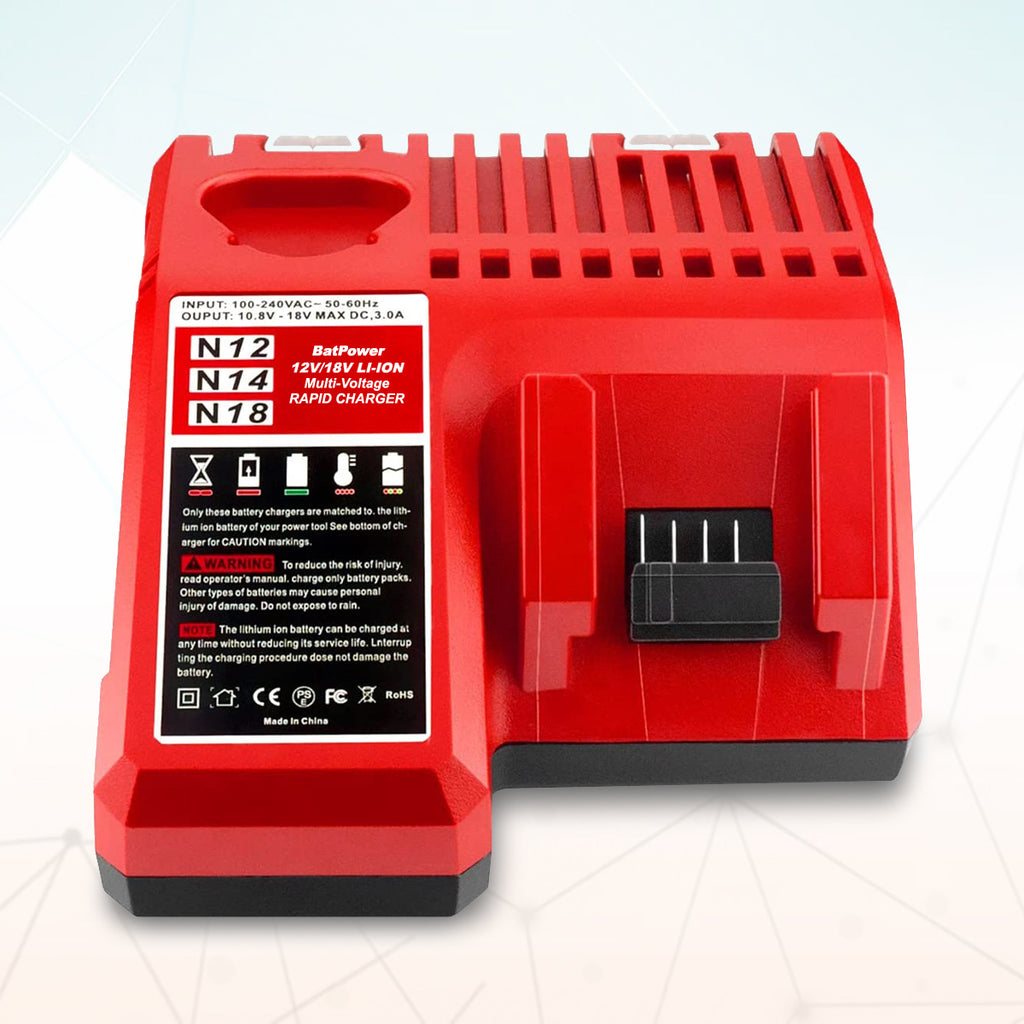 48-59-1812 Multi Voltage 18v/12v Lithium XC Battery Rapid Charger Replacement for Milwaukee 18V M18 Battery Charger 12V M12 12V 48-59-1812 Charger