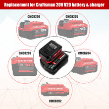 Load image into Gallery viewer, 4.0Ah CMCB202 20V V20 Compact Batteries with Charger Combo Replacement for CRAFTSMAN 20V V20 Battery and Charger Kit CMCB104 20V 1.5Ah CMCB201-2 2.0Ah