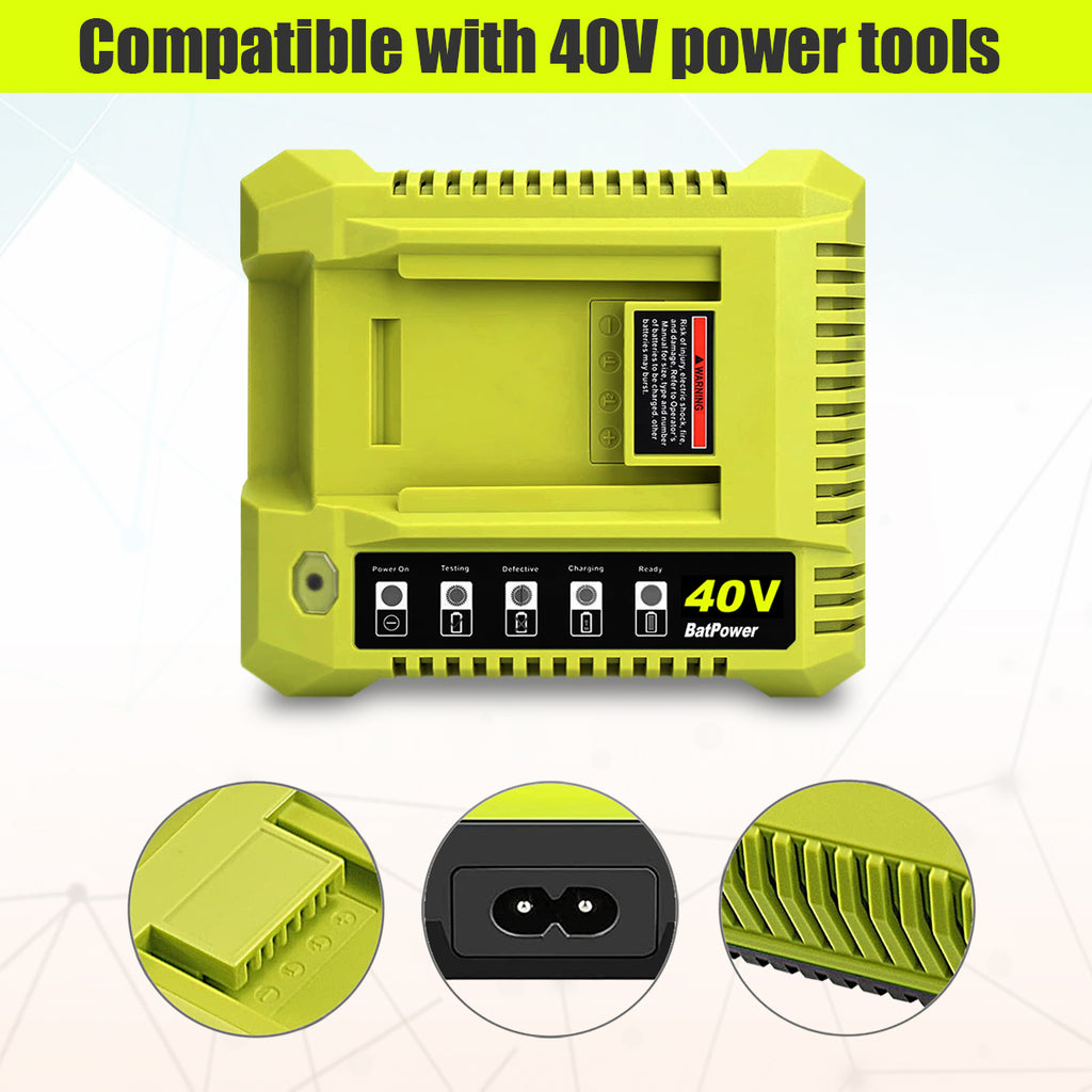 OP401 40V Rapid Battery Charger for Ryobi 40V Rapid Charger OP401, Compatible with Ryobi 40V 6Ah 5Ah 4Ah 3Ah 2.5Ah 2Ah Lithium Battery Fast Charger