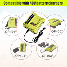 Load image into Gallery viewer, OP401 40V Rapid Battery Charger for Ryobi 40V Rapid Charger OP401, Compatible with Ryobi 40V 6Ah 5Ah 4Ah 3Ah 2.5Ah 2Ah Lithium Battery Fast Charger