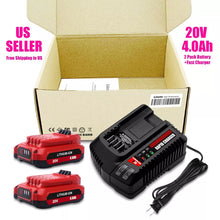 Load image into Gallery viewer, 2 Pack Craftsman V20 20V 4.0Ah Lithium-Ion Battery &amp; Charger Kit CMCB206 CMCB104