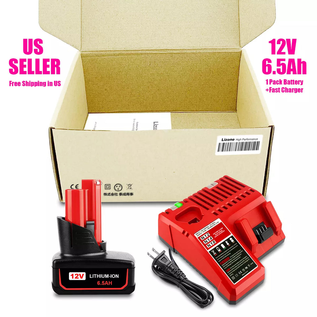 Compatible with Milwaukee 12V M12 Replacement Battery and Charger Kit